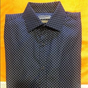 Italian slim fit navy with mini dots dress shirt